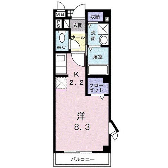 ヴィアーレ秋吉(ワンルーム/2階)の間取り写真