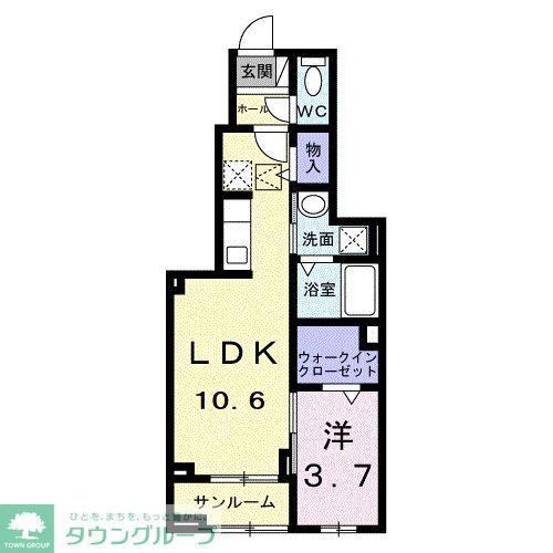 カーサルーチェ(1LDK/1階)の間取り写真
