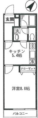 サンヒルズ大倉山(1DK/1階)の間取り写真