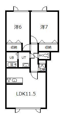 ルピナス(2LDK/1階)の間取り写真