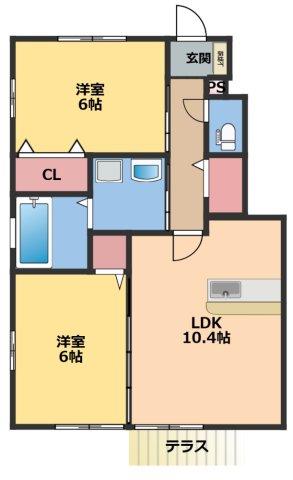 グランアリビエ(2LDK/1階)の間取り写真
