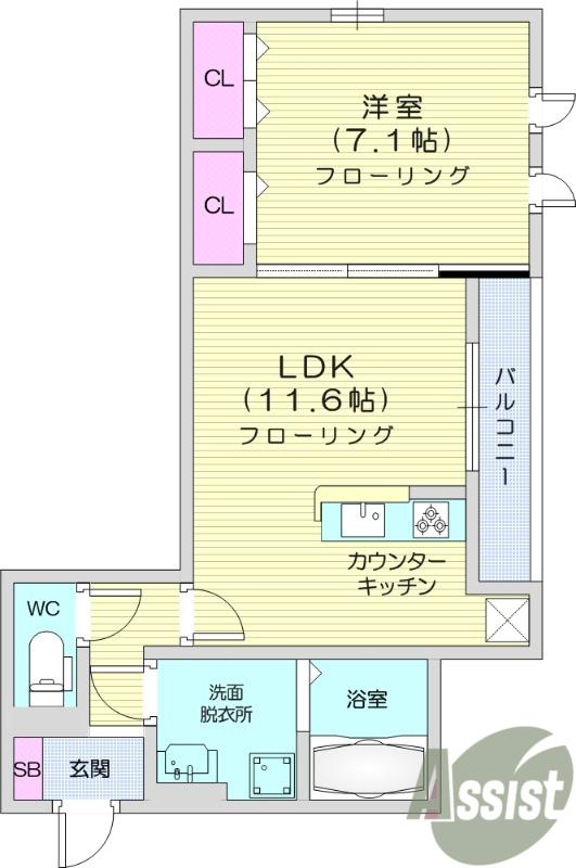 DーROOM MIYAMACHI3(1LDK/2階)の間取り写真