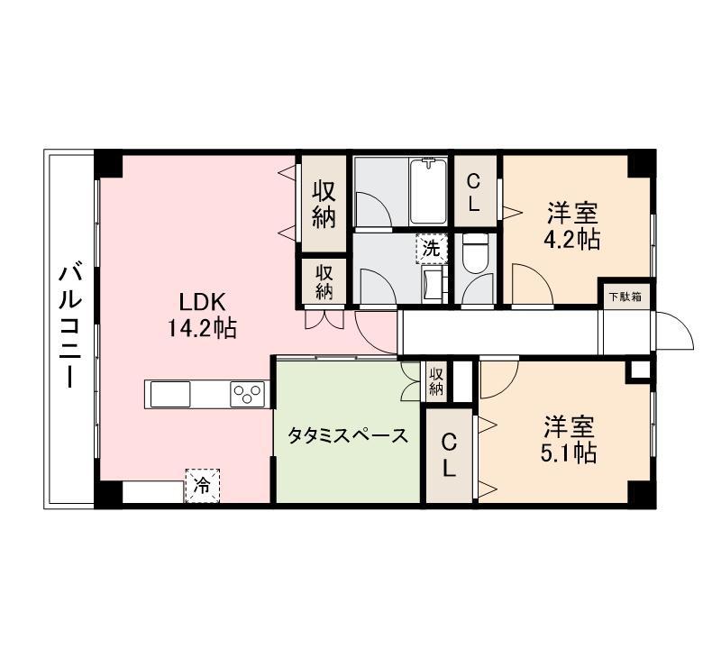 オレンジコート高松(2SLDK/9階)の間取り写真