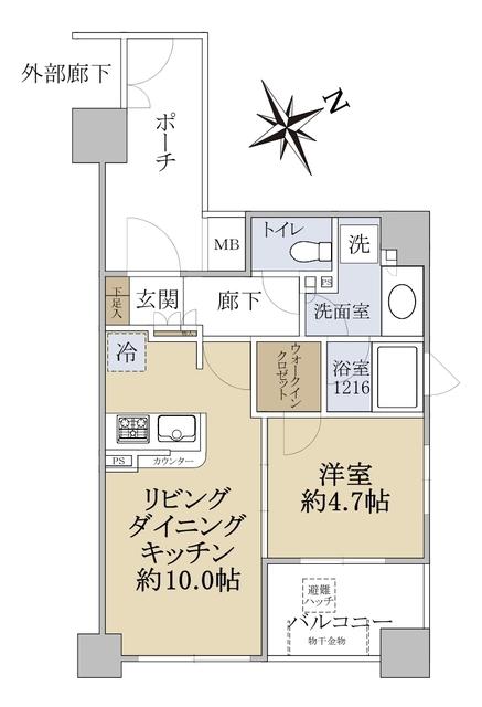 ブランズ東池袋(1LDK/5階)の間取り写真