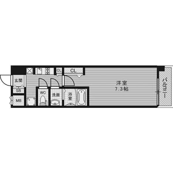 W-STYLE神戸II(1K/8階)の間取り写真