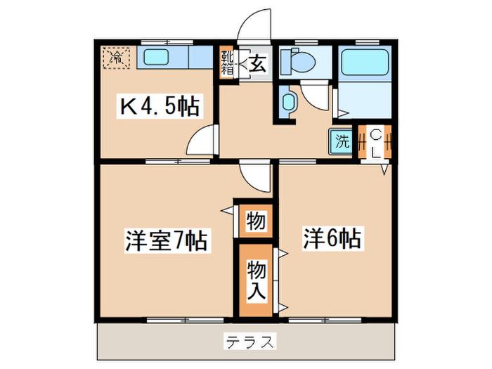 パイシーズ 55(2K/1階)の間取り写真