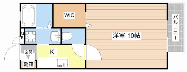 パークハイツB棟(1K/2階)の間取り写真