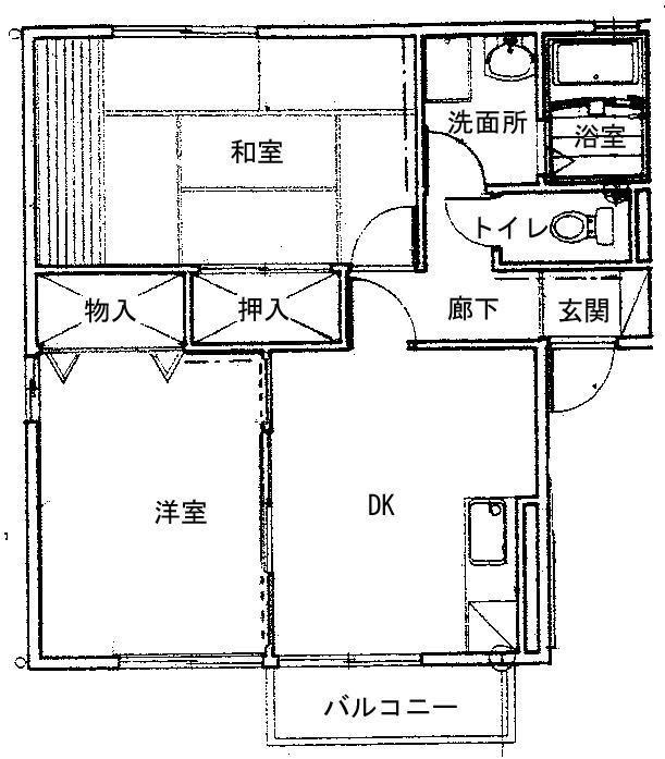 ブロンネージュ B館(2DK/2階)の間取り写真