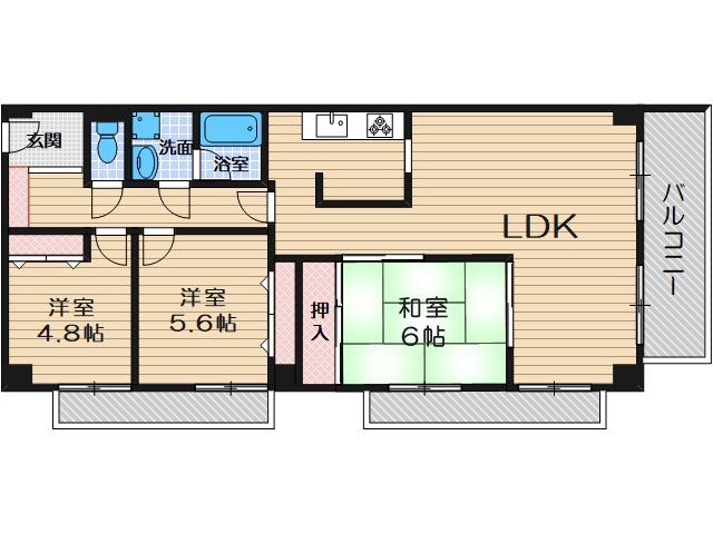 ラジュニール春日丘(3LDK/2階)の間取り写真