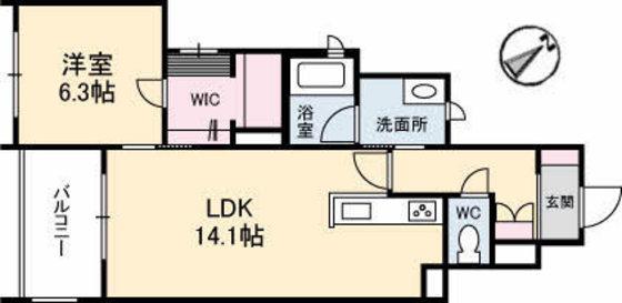 エンソラード(1LDK/2階)の間取り写真