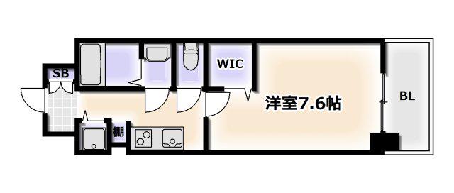 ミラージュパレス難波クルヴァ(1K/9階)の間取り写真