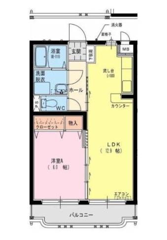 クローバー(1LDK/4階)の間取り写真