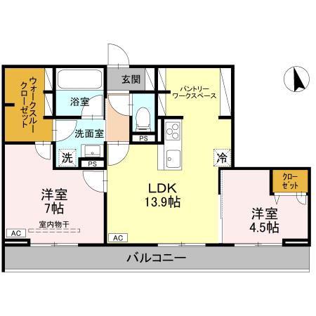 カームグロウ(2LDK/2階)の間取り写真