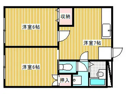 アーバンハイツミナミ(2DK/1階)の間取り写真