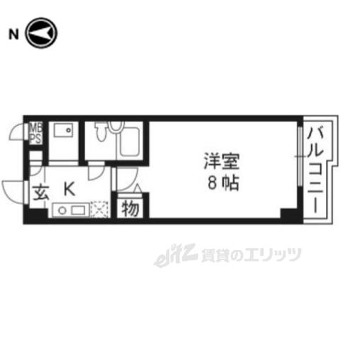 パラドール西院PARTⅠ(1K/3階)の間取り写真