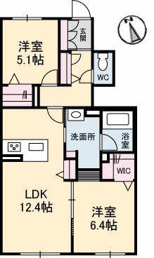 カーサ・アリビオ(2LDK/1階)の間取り写真