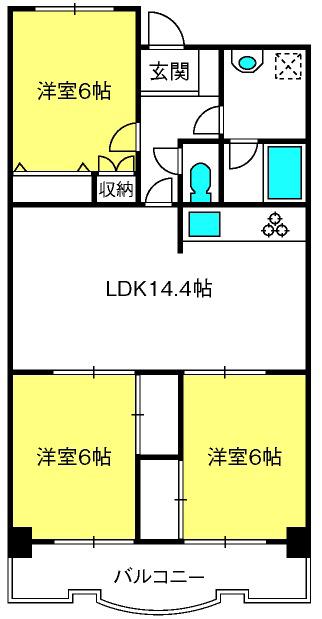ラフィーネ大宮(3LDK/1階)の間取り写真