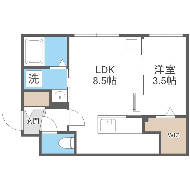 ミレイル豊平(1LDK/3階)の間取り写真