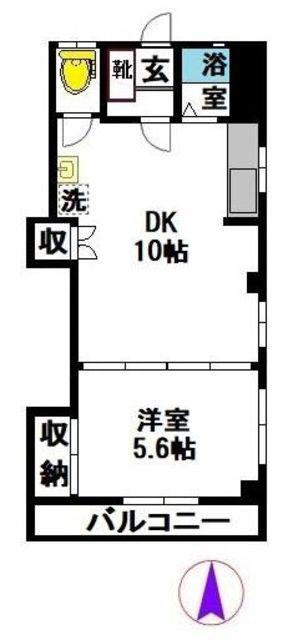 野口ビル(1LDK/3階)の間取り写真