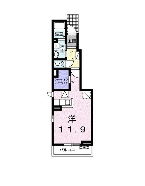 ハビタット(ワンルーム/1階)の間取り写真