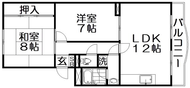 サンプラザ東三倉堂(2LDK/3階)の間取り写真
