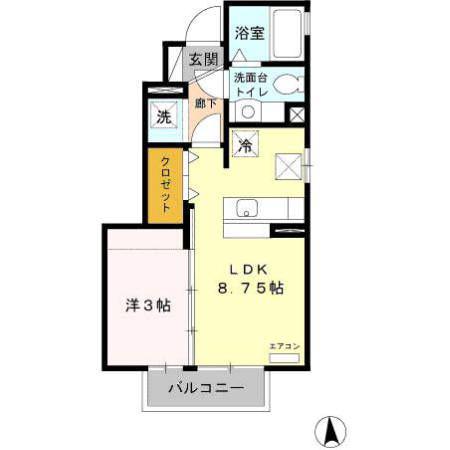 ヴィラパティオII(1LDK/1階)の間取り写真