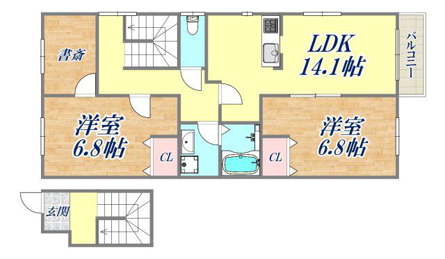ベラージュ二番町(2LDK/1階)の間取り写真