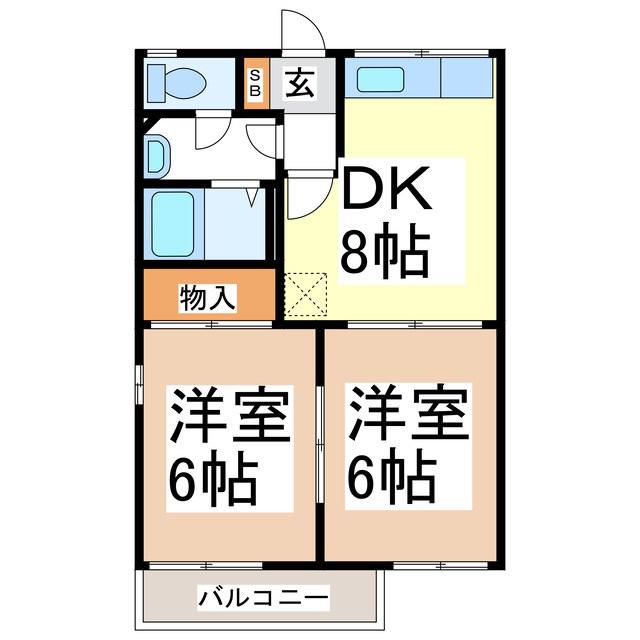 フレグランス会(2DK/1階)の間取り写真