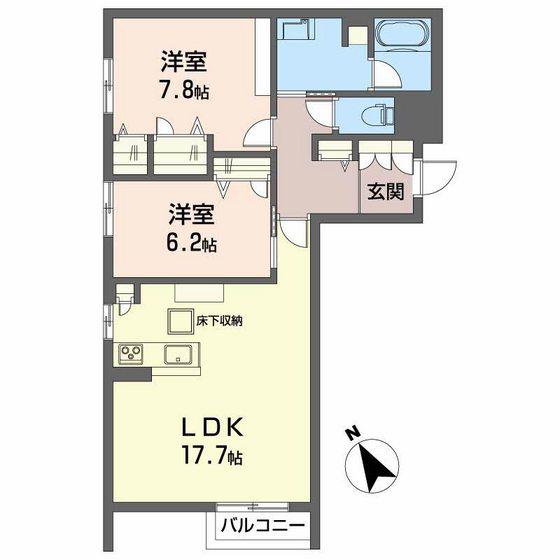 アイクレール(2LDK/1階)の間取り写真