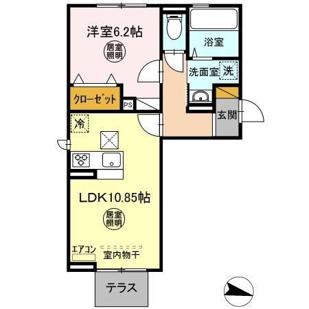 D-ROOM公津の杜A棟(1LDK/1階)の間取り写真