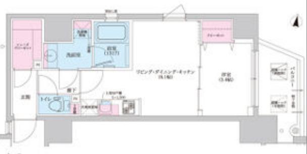シーズンフラッツ阿波座(1LDK/8階)の間取り写真