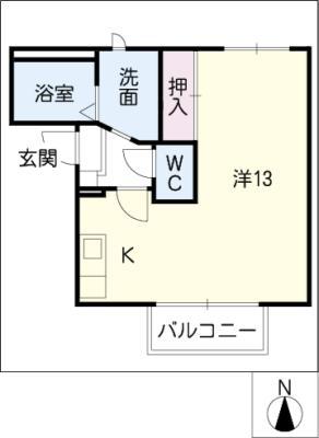 エクセルなるみA棟(ワンルーム/2階)の間取り写真