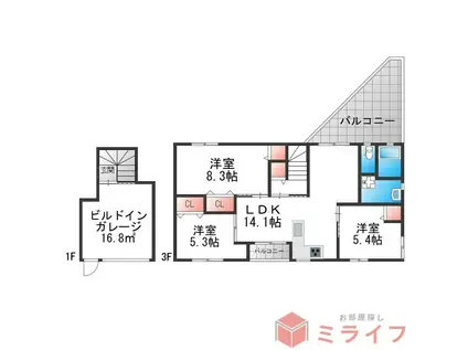 SOCLE DE TAJIMA(3LDK/1階)の間取り写真