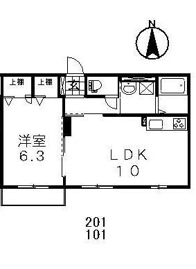 ハイム川東II(1LDK/2階)の間取り写真