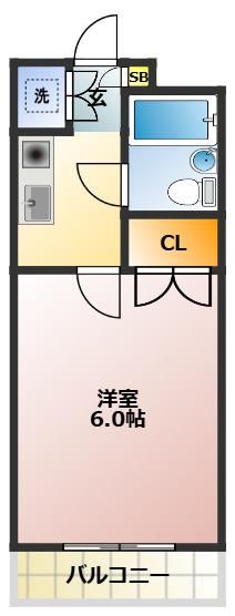 アゼリア大橋(1K/1階)の間取り写真