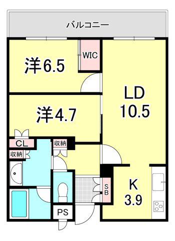 ジオタワー宝塚グランレジス(2LDK/28階)の間取り写真