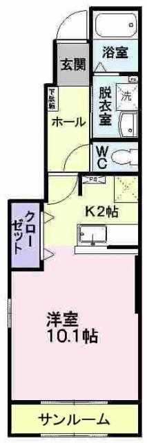 キャビンE68(ワンルーム/1階)の間取り写真