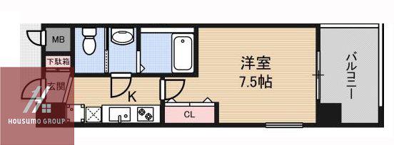 LUXE鶴見(1K/7階)の間取り写真