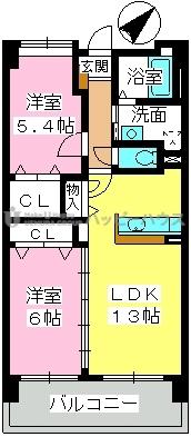 フェニックス福岡南(2LDK/2階)の間取り写真