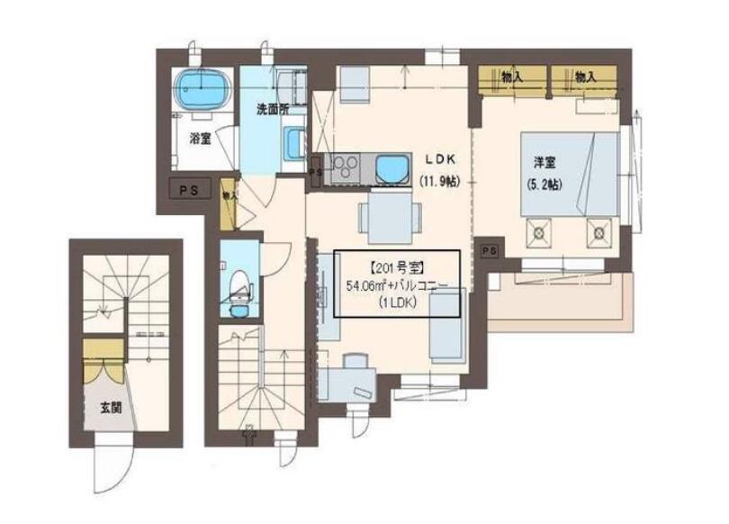C.H RETREAT(1LDK/2階)の間取り写真