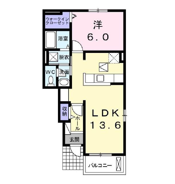プリムローズ(1LDK/1階)の間取り写真