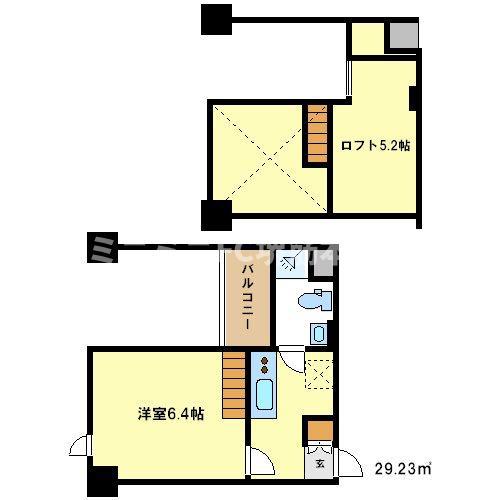 リセス大阪イースト(1SDK/6階)の間取り写真