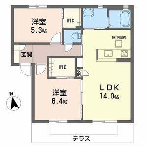 カルムリー溝口駅前(2LDK/1階)の間取り写真