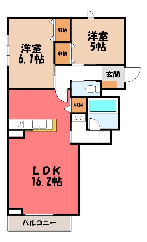 GRAND HILLS けやき(3LDK/2階)の間取り写真