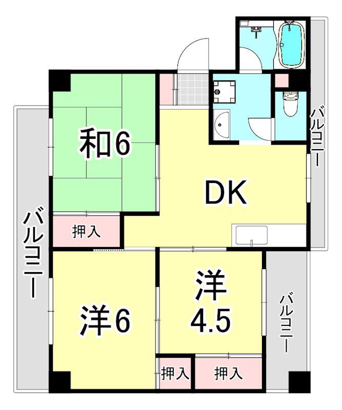 安田コーポ(3DK/4階)の間取り写真
