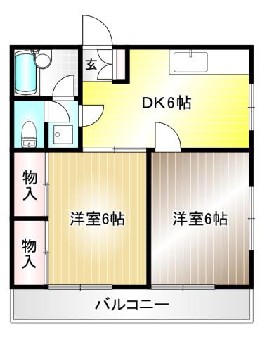 サワマンション(2DK/2階)の間取り写真