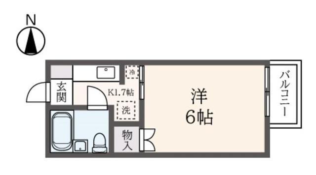 カームヒル(1K/2階)の間取り写真