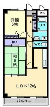 スカール上之町(2LDK/2階)の間取り写真