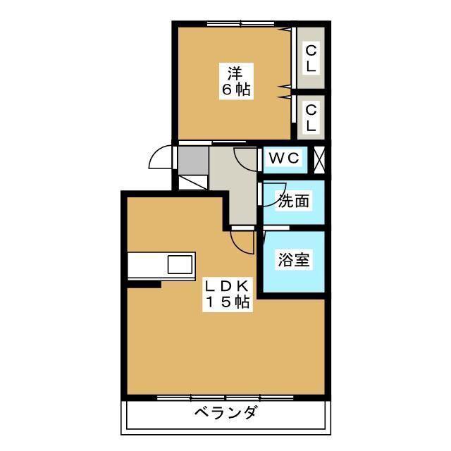 グランドゥール(1LDK/2階)の間取り写真