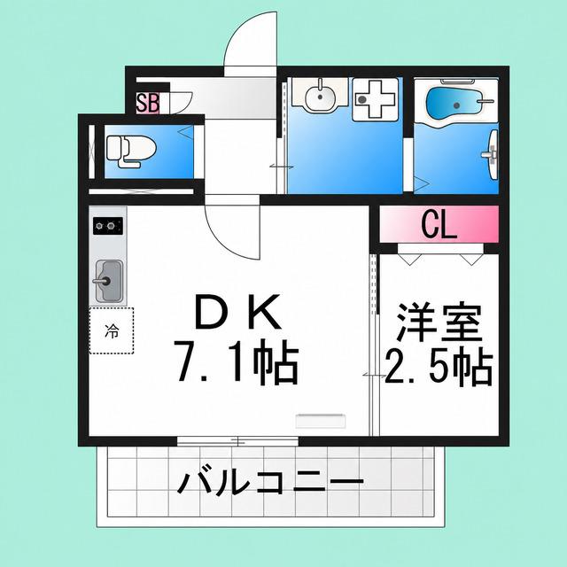 大浜北町シーエム・シス(1DK/1階)の間取り写真